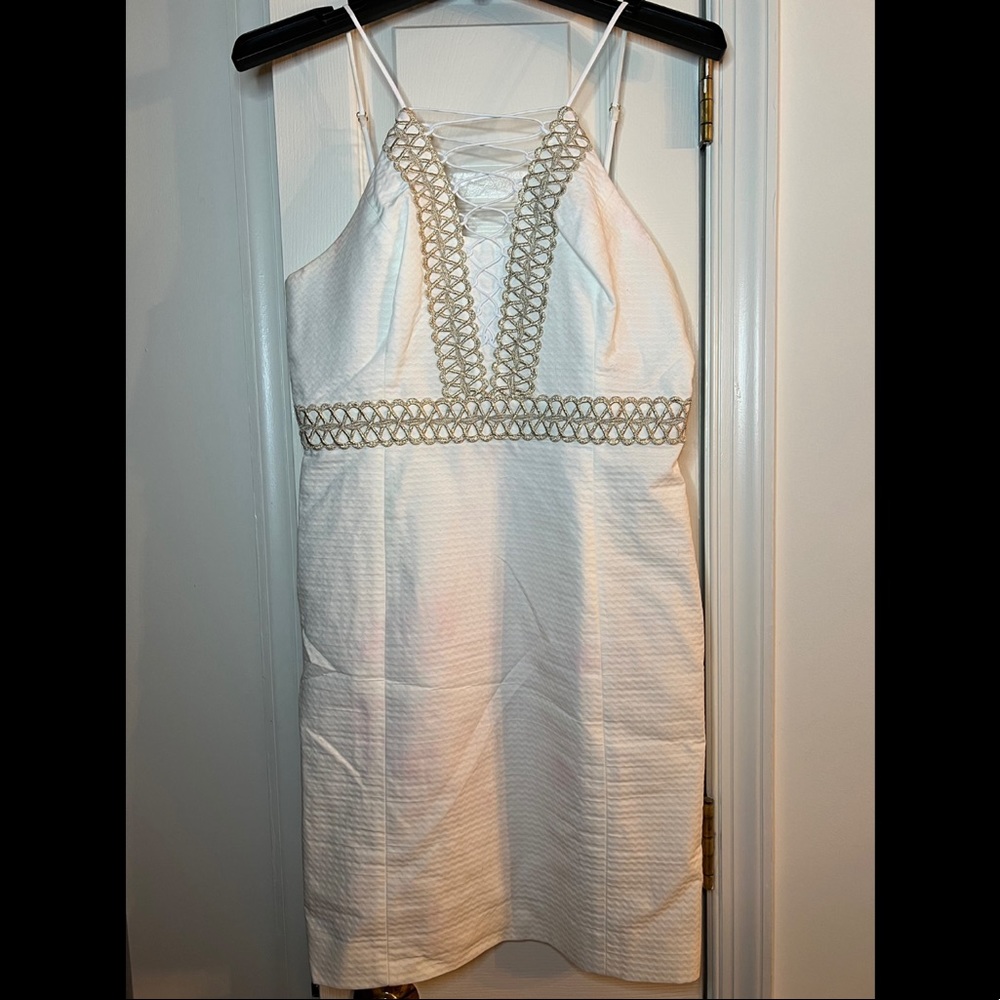 Lilly Pulitzer Size 6 Trista Shift Resort White Gold NWOT